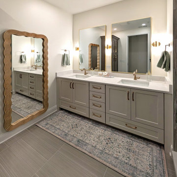 Panoramic Penthouse: Double-Vanity Bath with Gold Accents