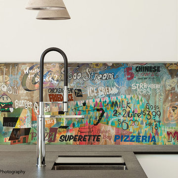 'What's For Dinner ?' printed image on glass backsplash