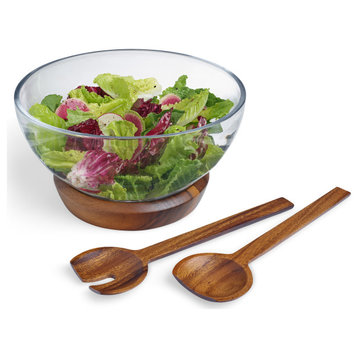 Nambe Cooper Salad Bowl With Servers