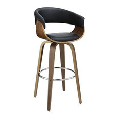 Coaster Home Furnishings - Coaster Upholstered Bar Stool, Black and Walnut - Bar Stools and Counter Stools