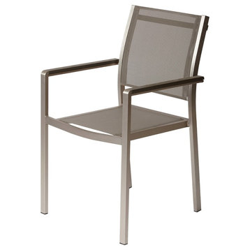 David Dining Chair, Set of 6, Brush Frame, Gray Textilene