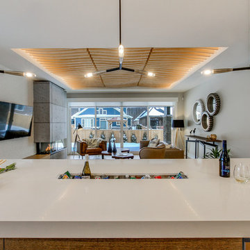3-Sided Fireplace with Concrete Feature Wall | Fonthill, ON