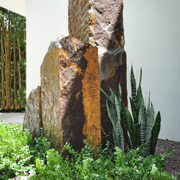 Sculpture and benches