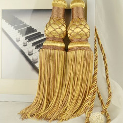 10 Colors QYM46 Polyester Curtain Tassel Tie Backs in Light Brown Color - Window Treatment Accessories