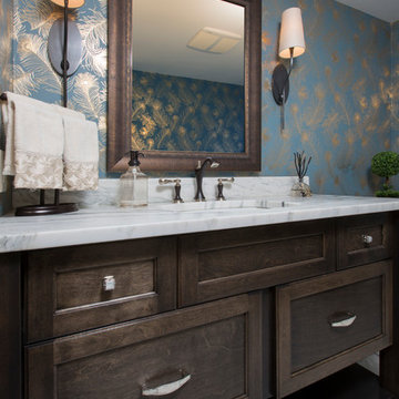 Mequon Wallpapered Powder Room