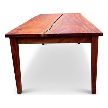 Custom African Mahogany Dining Table and 2 Benches