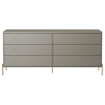 Manhattan Comfort Jasper Double Dresser with Steel Gold Legs in Gray Gloss