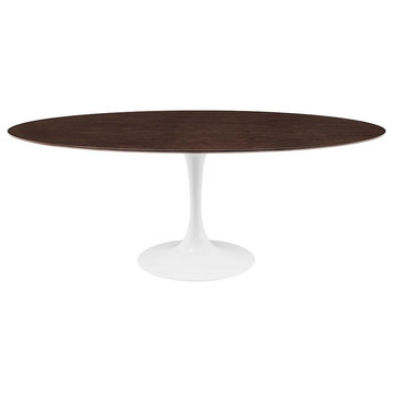 Modway Lippa 78" Oval Dining Table in White/Cherry Walnut -EEI-5196-WHI-CHE