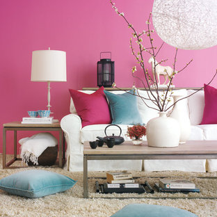 Foto på ett funkis vardagsrum