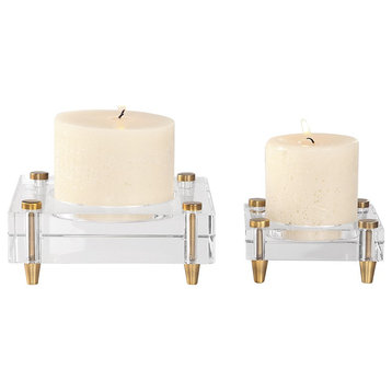 Uttermost Claire Crystal Block Candleholders, Set of 2, 18643
