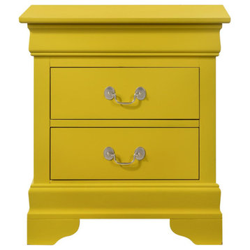 Louis Philippe 2-Drawer Yellow Nightstand (24 in. H X 22 in. W X 16 in. D)
