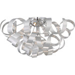 Quoizel - Ribbons 5-Light Flush Mount, Millenia - Platinum by Quoizel is trendsetting and forward thinking at its finest showcasing the Ribbon's collection. This collection was constructed to resemble a swirling pattern that is unique and captivating. It comes in a variety of sizes and fixtures available in C-Polished Chrome/ CRC-Crystal Chrome/MN- Millenia/SG- Satin Copper and WT-Western Bronze finishes.