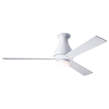 Altus Flush Mount 17W LED Fan, Gloss White, 52" White Blades