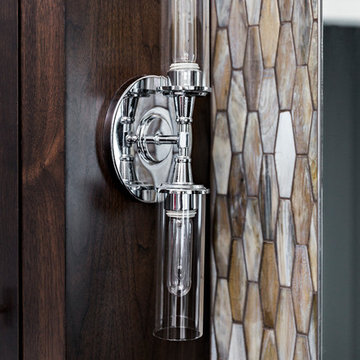 Open Contemporary Bath with Walnut Vanity and Hidden Storage