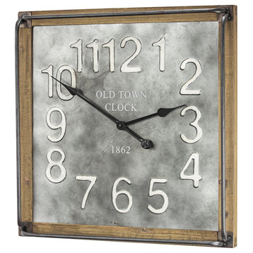 Old Town Clock 1862 Metal and Wood Wall Clock