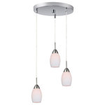 Woodbridge Lighting - Woodbridge Lighting Venezia Opal 3-Light Cluster, Satin Nickel - This quality triple cluster of mini-pendants use Faux opal to give out a solid white hue. Available in 2 different finishes, it works well alone or in groups with different arrangements and patterns