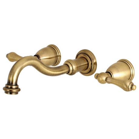 Kingston Brass 2-Handle Wall Mount Bathroom Faucet, Antique Brass