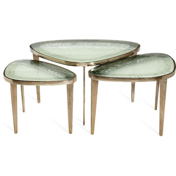 Jan Bunching Cocktail Tables - Champagne Brass, Gray Sky