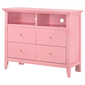Glory Furniture Hammond 4 Drawer TV Stand in Pink