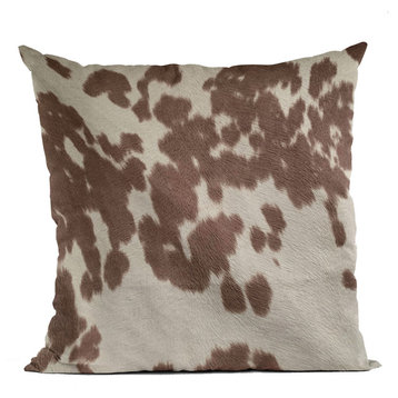 Plutus Brown Cowhide Animal Luxury Throw Pillow, 24"x24"