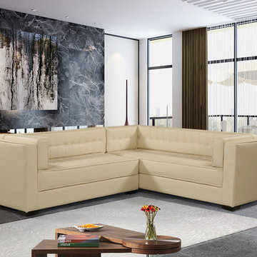 Chic Home Lorenzo Right Facing Sectional Sofa, Cream PU Leather
