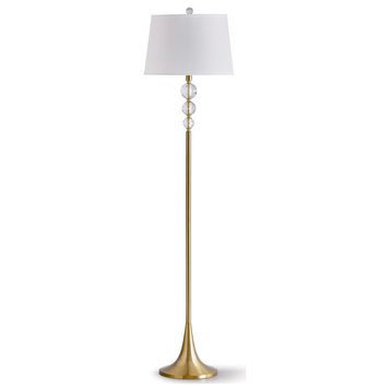 Madison Crystal Ball Metal Floor Lamp, Gold Brass