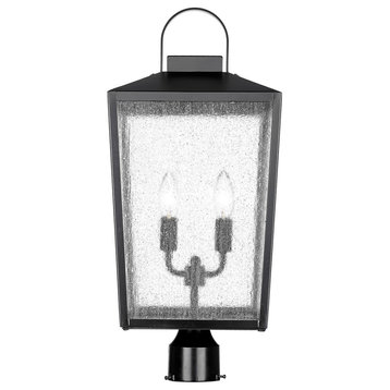 Devens 2-Light Outdoor Post Lantern in Powder Coated Black