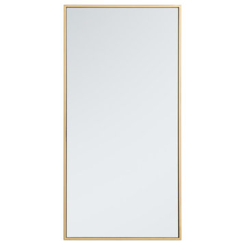 Metal Frame Rectangle Mirror 18 Inch In Brass