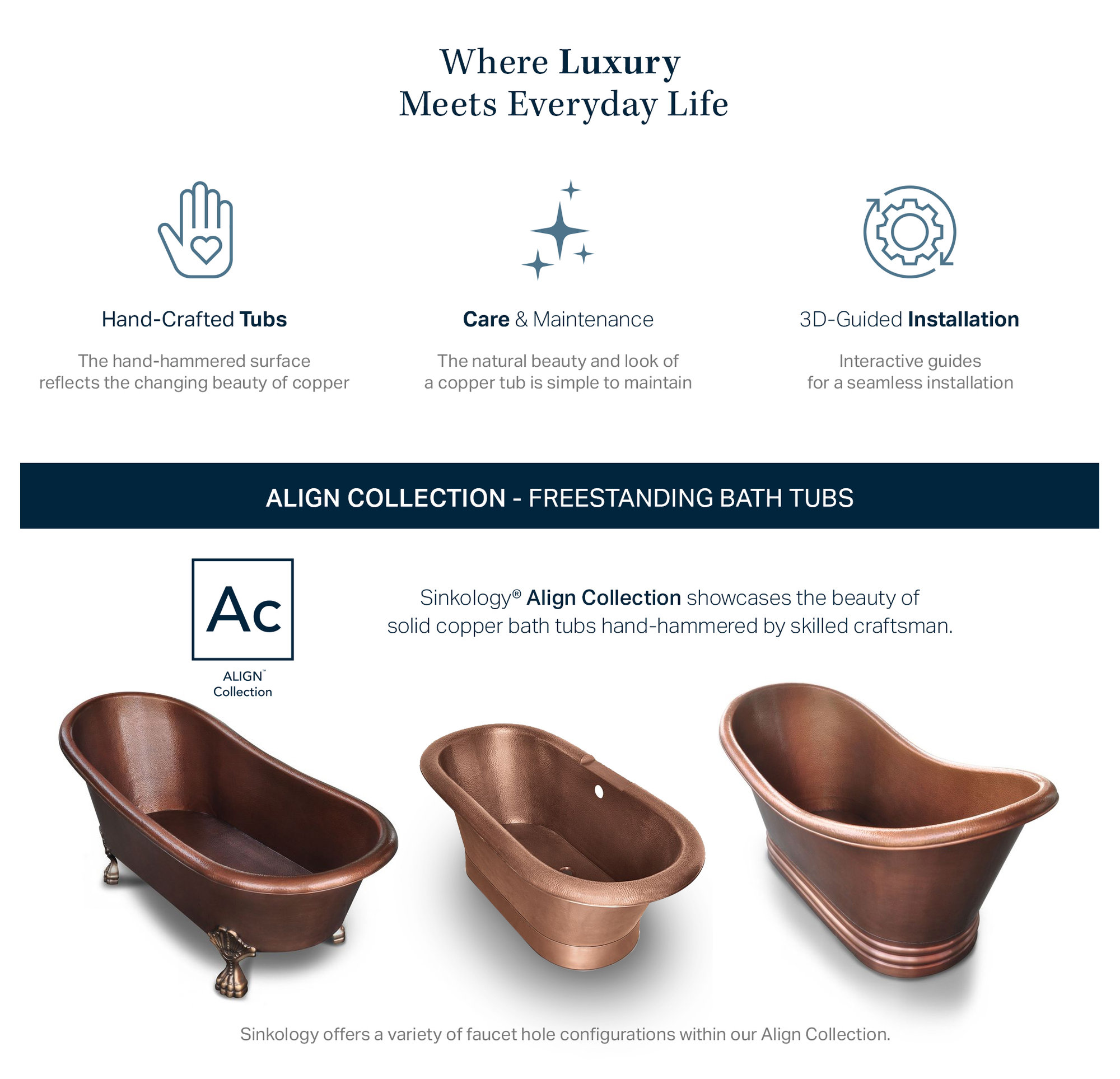 Euclid 6' Copper Freestanding Bathtub with Faucet and Drain Kit