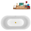 59" Streamline N811GLD Freestanding Tub and Tray With Internal Drain