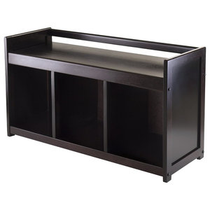 Prepac Black Twin Cubbie Bench Transitional Kids Storage