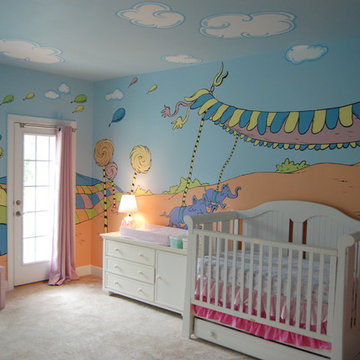 Oh, The Places You'll Go! Dr. Seuss Mural throughout a nursery