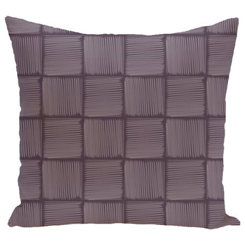 Basketweave Geometric Print Pillow, Purple, 20"x20"