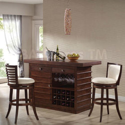 Pacifica Bar Set in Dark Oak (Table and 2 Chairs) - Acme Furniture - Indoor Pub And Bistro Sets