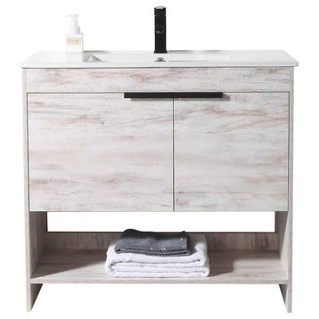 Phoenix Bath Vanity With Ceramic Sink Full assembly Required, Rustic White, 36"