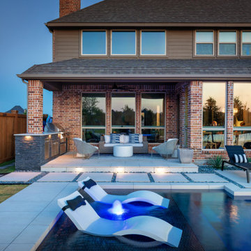 The Colony, TX - Modern Linear Pool and Fire Pit