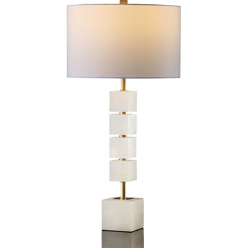 Johnny Table Lamp, White, Gold