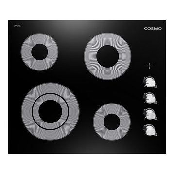 Cosmo 24" Electric Ceramic Glass Cooktop With 4 Elements, Dual Zone Element