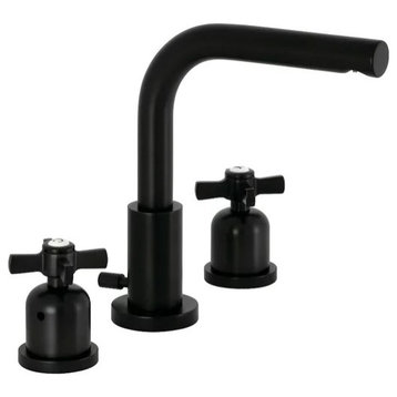 Modern Bathroom Faucet, Elegant Design With Widespread Cross Handles, Black