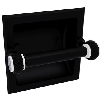 Pacific Grove Recessed Toilet Paper Holder with Twist Accent, Matte Black