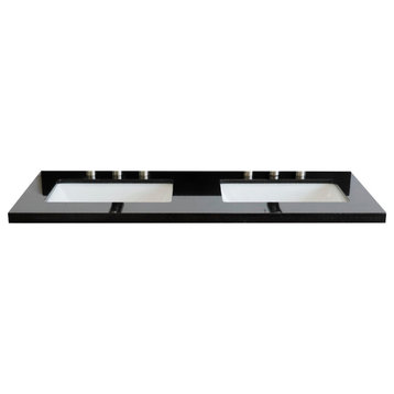 49" Black Galaxy Countertop and Double Rectangle Sink