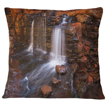 Waterfall in Hancock Gorge Landscape Printed Throw Pillow, 16"x16"