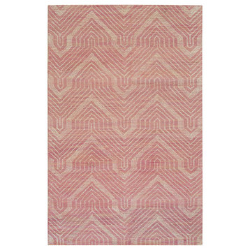 EORC Pink Hand-Tufted Wool Spring Rug 7'6 x 9'6