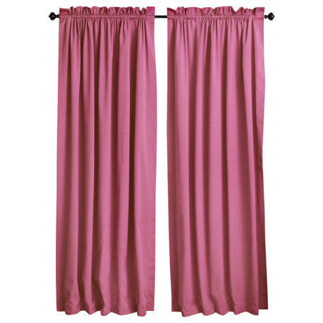 Blazing Needles 108"x52" Twill Curtain Panels, Set of 2, Bery Berry