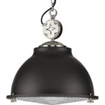 Progress Lighting - Medal Collection Graphite 1-Light Pendant - Inspired by vintage automobile engines, this pendant boasts a signature star motif for added industrial character. The smooth metal shade is coated in a beautiful graphite finish. The shade holds a prismatic glass diffuser primed for providing optimal task lighting.