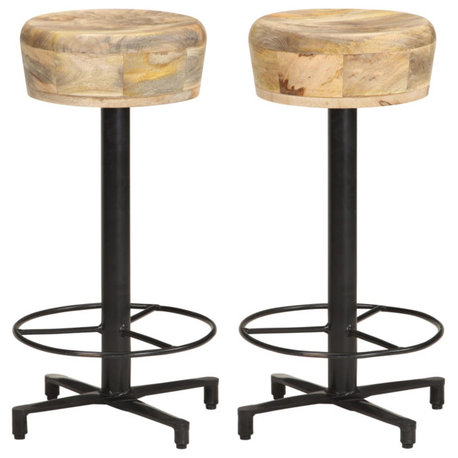 Vidaxl Bar Stools 2-Piece 26" Solid Mango Wood