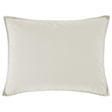 Stonewashed Cotton Canvas Pillow Sham, 21"x34", Natural, 1 Piece