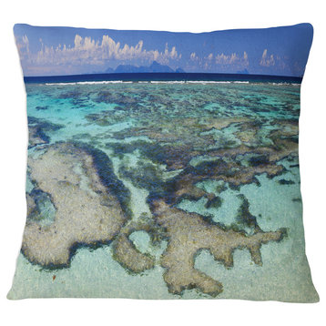 Turquoise Tropical Ocean Waters Modern Seascape Throw Pillow, 16"x16"