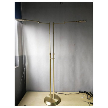 Dessau Turbo 2 Light Floor Lamp, Satin Brass