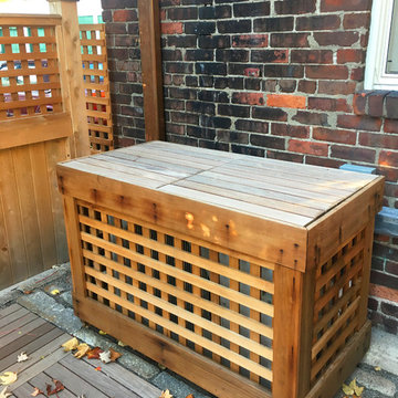 Cedar air conditioner enclosure and side table